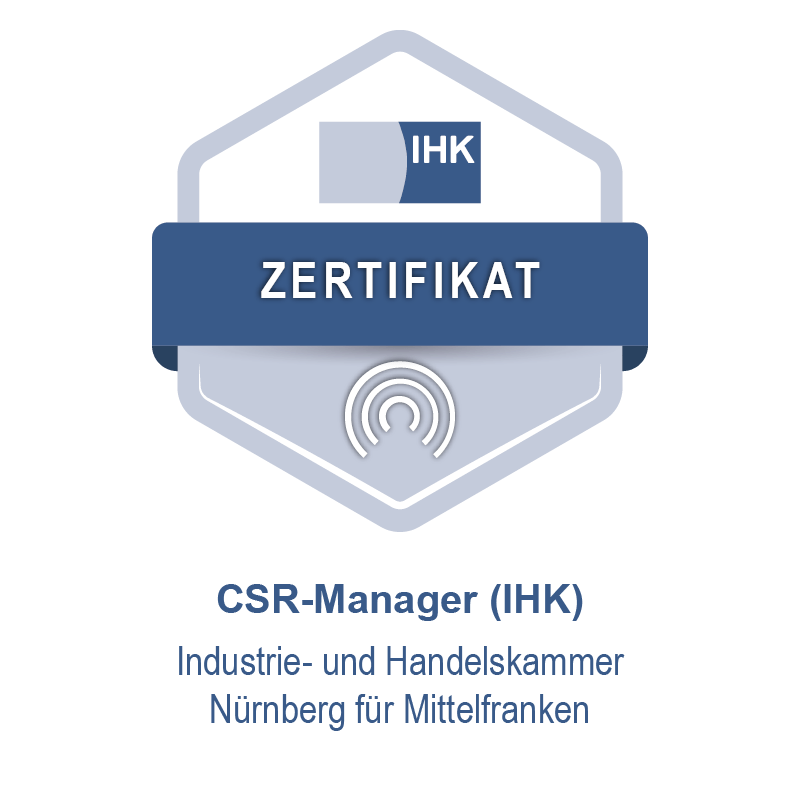 Zertifikat Abzeichen als CSR Managerin (IHK)